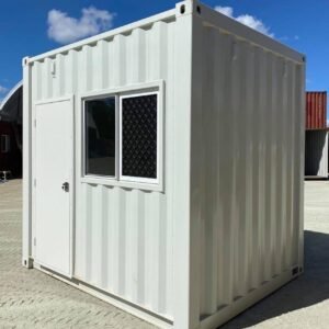 10ft Modified Shipping Container Office with Air Conditioning – White