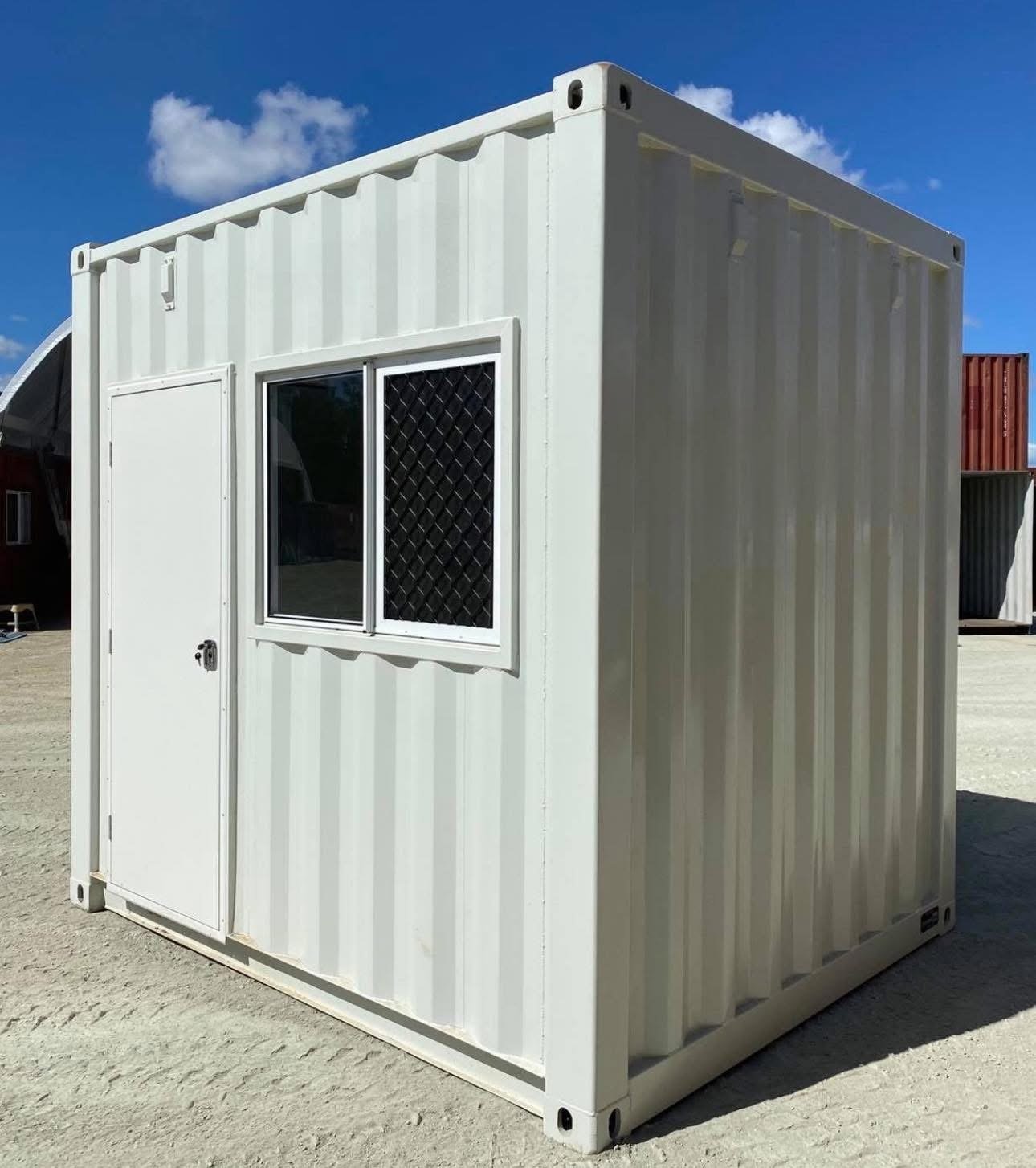 10ft Modified Shipping Container Office with Air Conditioning – White